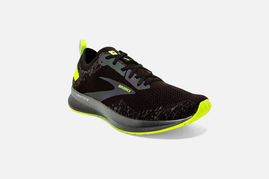 Levitate 4 Road Brooks Running Shoes NZ Mens - Black/Green - YADFQO-108